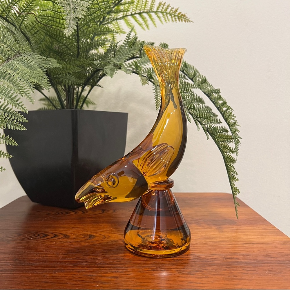 Vintage Viking Glass Epic Fish in Amber